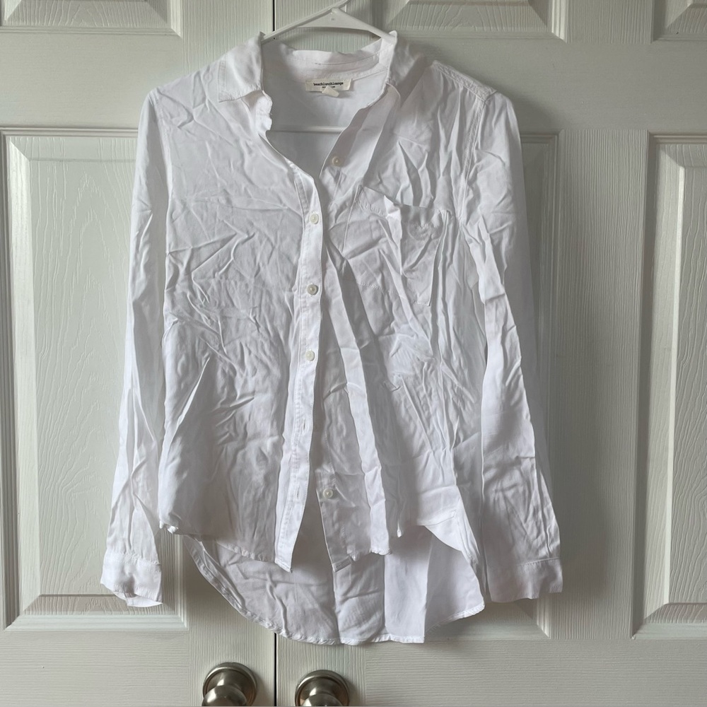 White Button-Up Slim White Shirt/Blouse